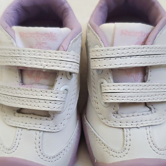 Reebok Classic White & Lavender Baby Girl Size 2 Leather Upper Shoes Sneakers - Picture 6 of 11